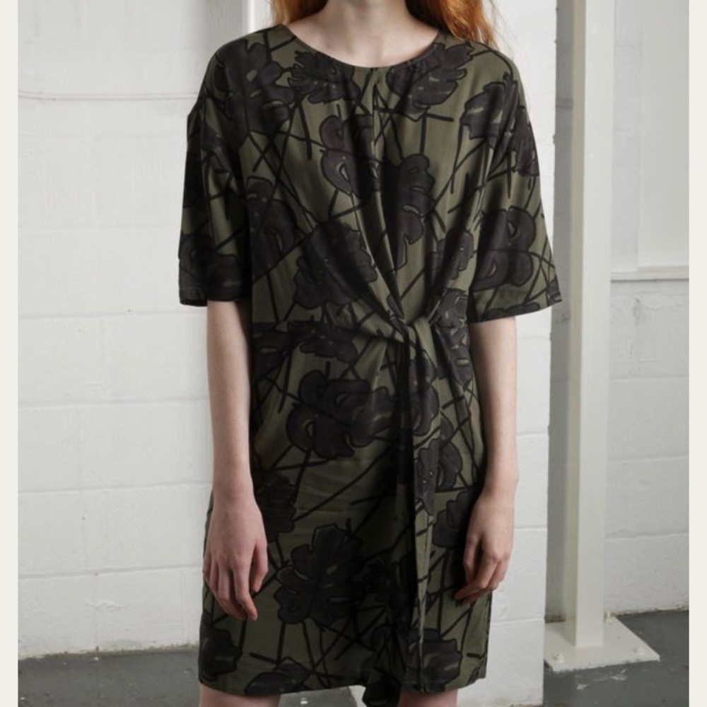 Native youth dark green floral dress